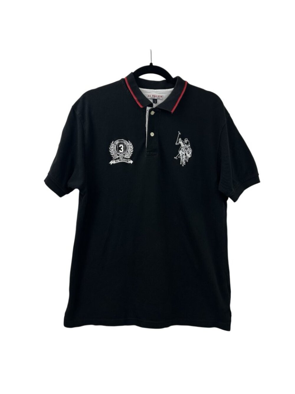 U.S. Polo Assn Rugby Polo Shirt Mens Large Big Logo #3 Navy Blue Short Sleeve - Picture 8 of 13